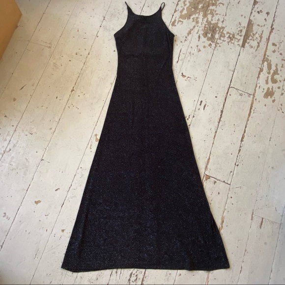 Vintage Erica Michelle Ltd Black Sparkly Maxi Dress - Picture 7 of 9